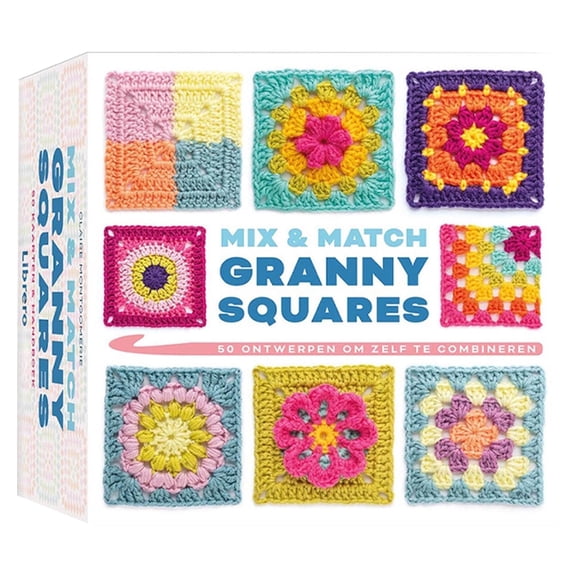 Isasaka Granny Square Card Kit, 50 Mix & Crochet Designs for Beginners, Portable DIY Craft Kit with Step-by-Step Guide and Joining Techniques (Multicolor B)