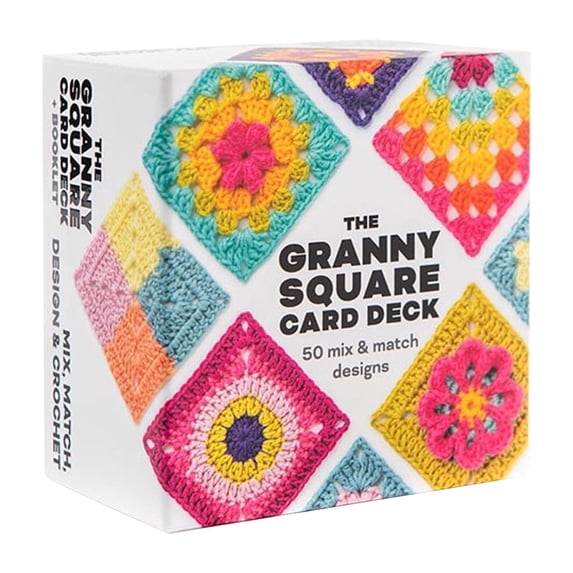 The Granny Square Card Deck, 50 Written Crochet Patterns for Blankets, Colorful Diy Craft Kit for Knitting Lovers