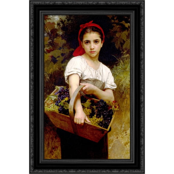 The Grape Picker 18x24 Black Ornate Wood Framed Canvas Art by Bouguereau, William Adolphe