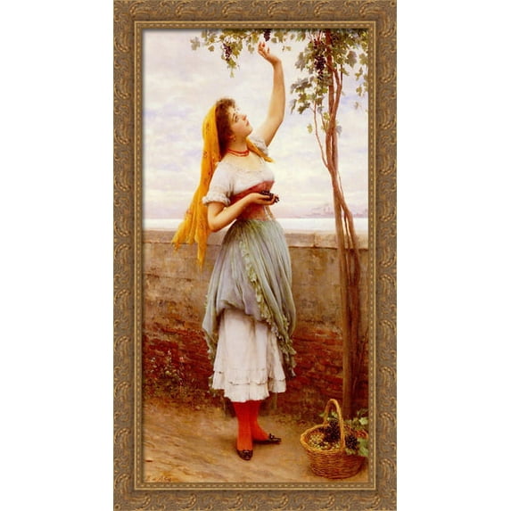 The Grape Picker 24x40 Large Gold Ornate Wood Framed Canvas Art by Eugene de Blaas
