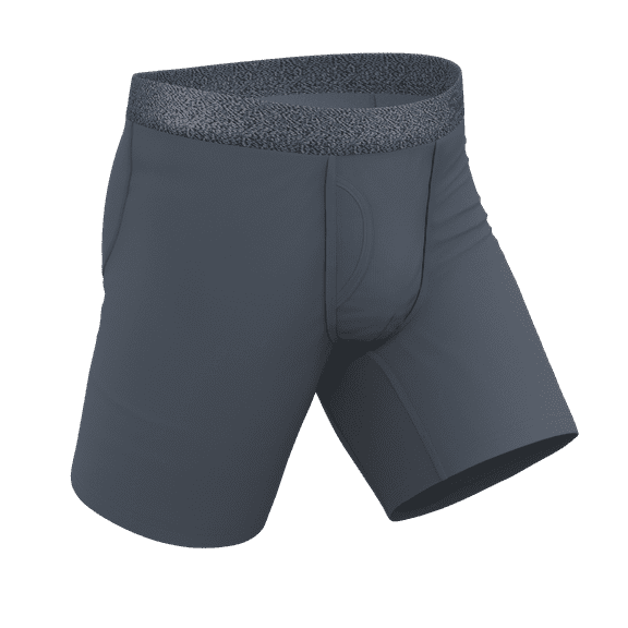 The Graphite - Shinesty Tonal Grey Long Leg Ball Hammock Pouch Underwear With Fly  3X