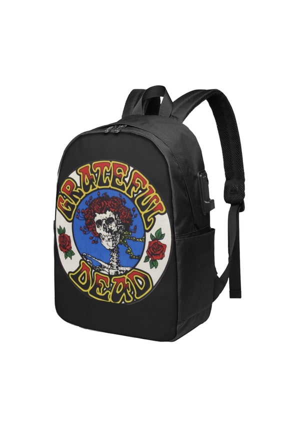 The Grateful Dead Logo Backpack Fashion Travel Backpack Laptop Backpack 17 Inch External Usb Interface Headphone Line Interface
