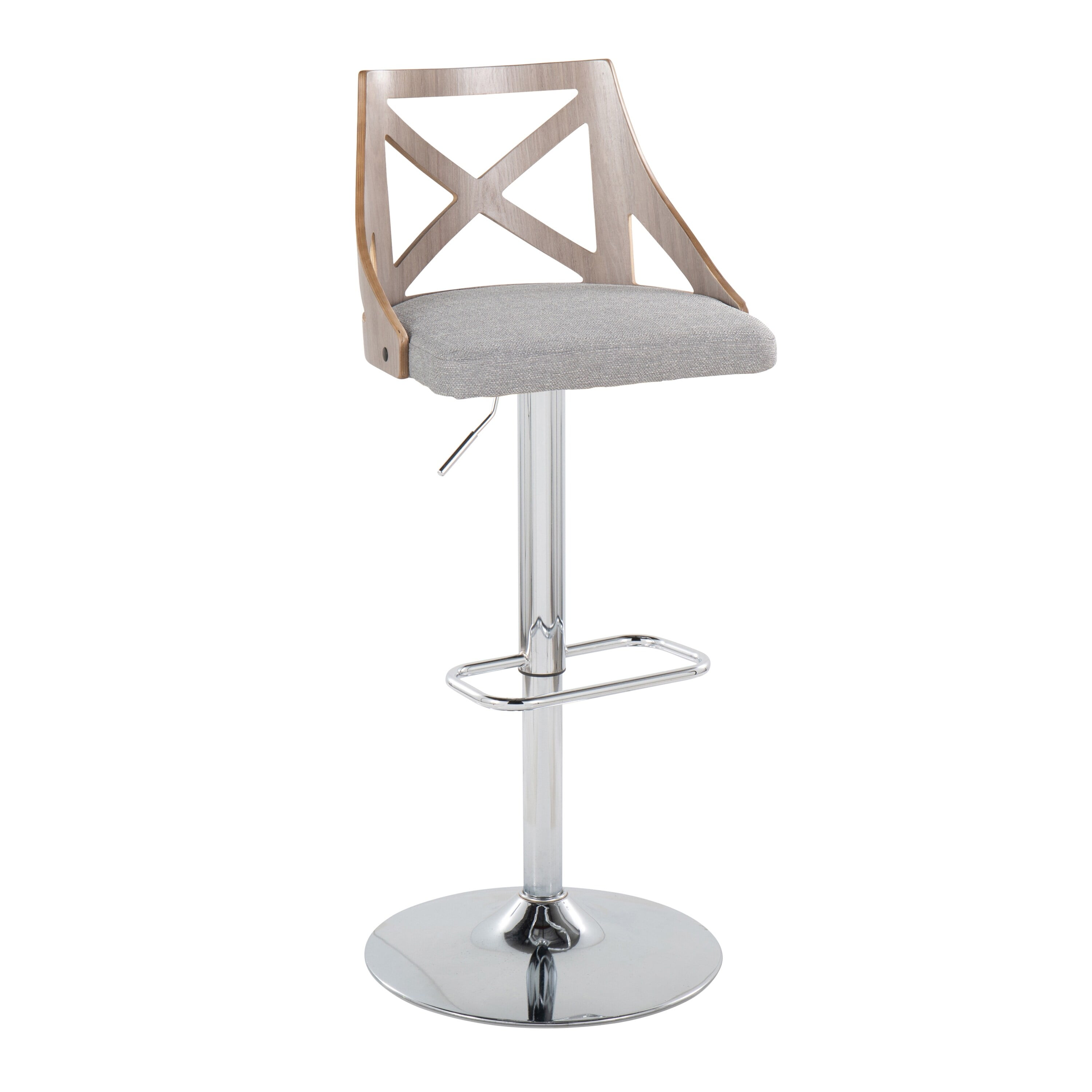 Gray Adjustable Swivel Bar Stools with Metal Base