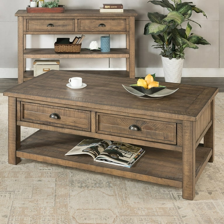 The Gray Barn Downington Solid Wood 2 drawer Coffee Table Reclaimed Natural