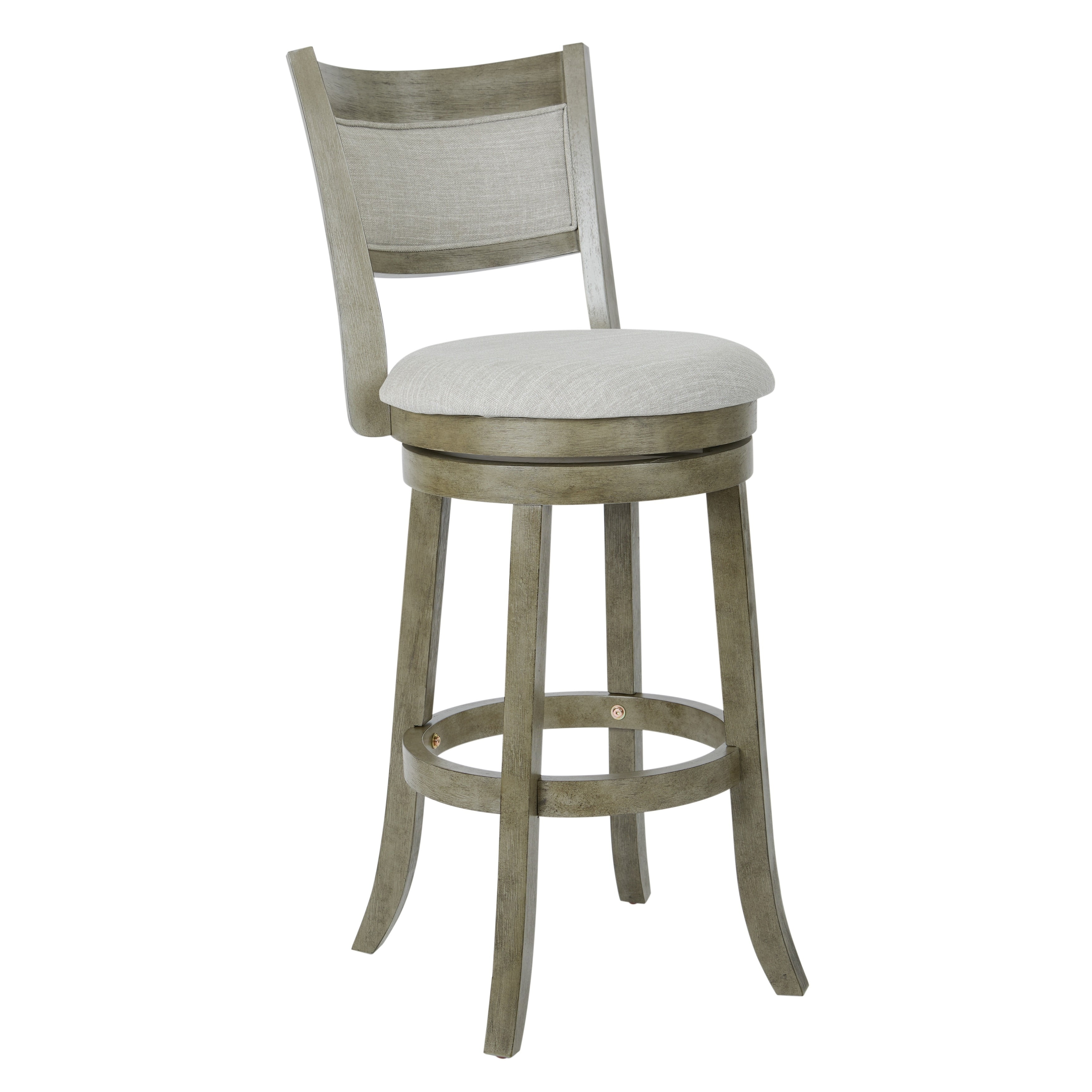 The Gray Barn McNiven 30inch Swivel Stool with Solid Back Antique Grey Fabric