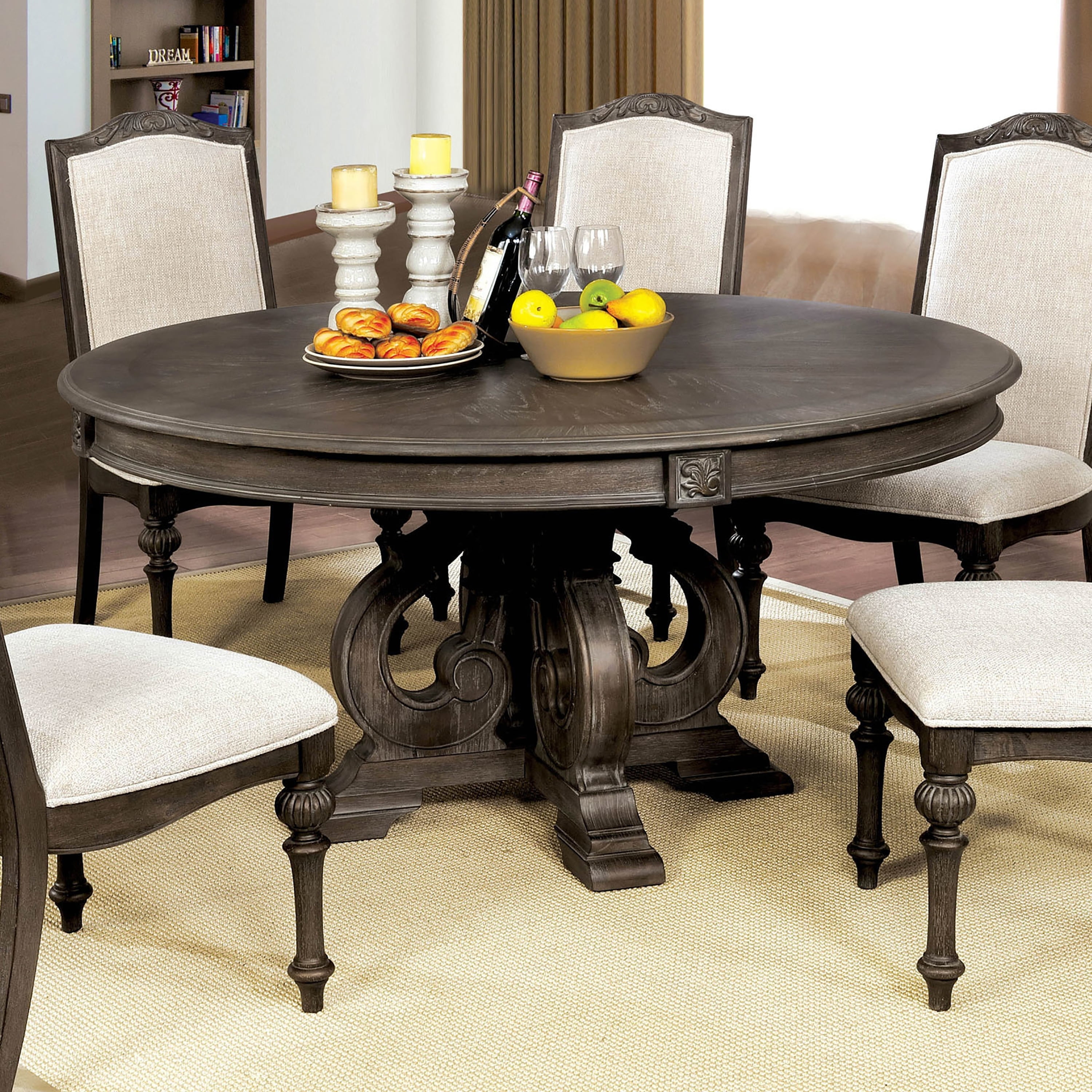 The Gray Barn Cornerways Rustic Brown 60-inch Wood Round Dining Table ...