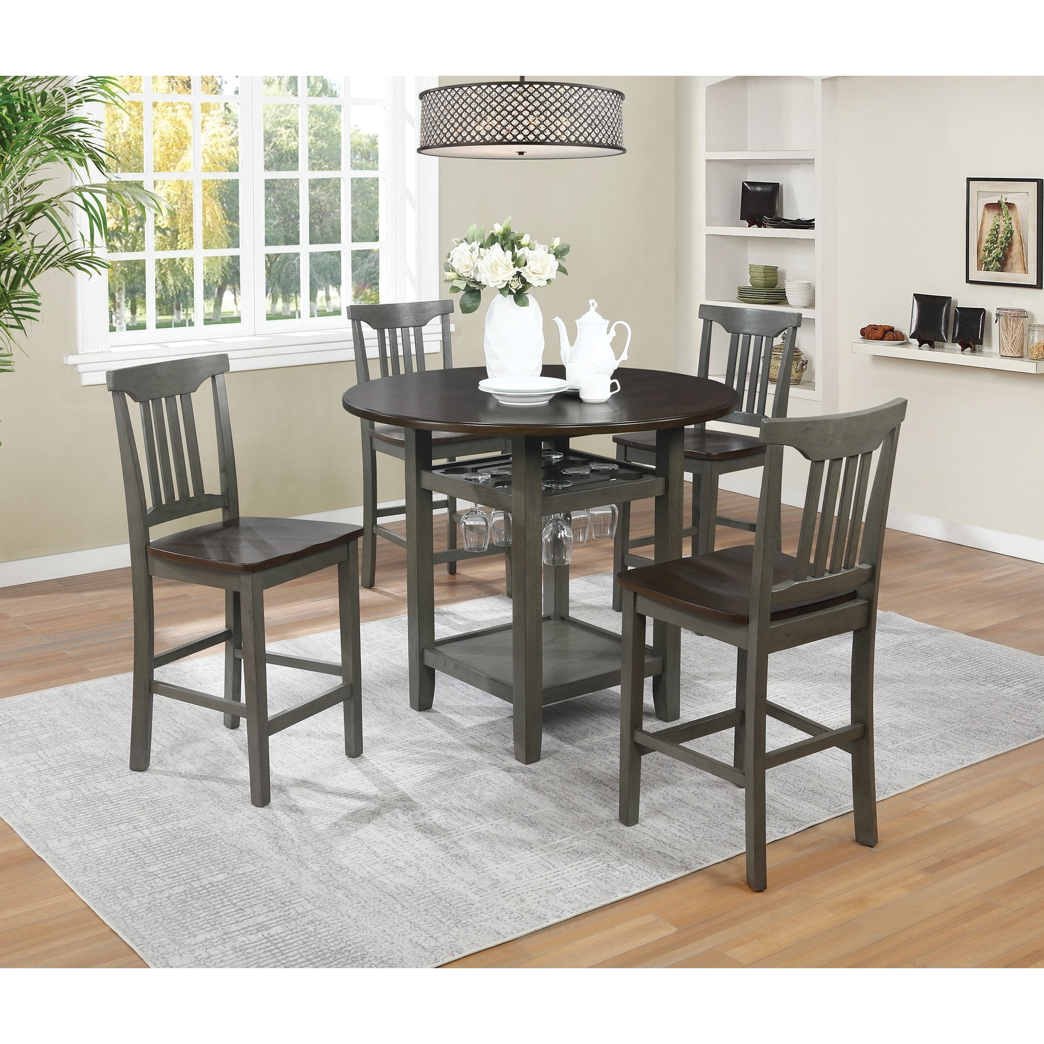 The Gray Barn Simmons Antique White and Brown 5piece Dining Set Slate
