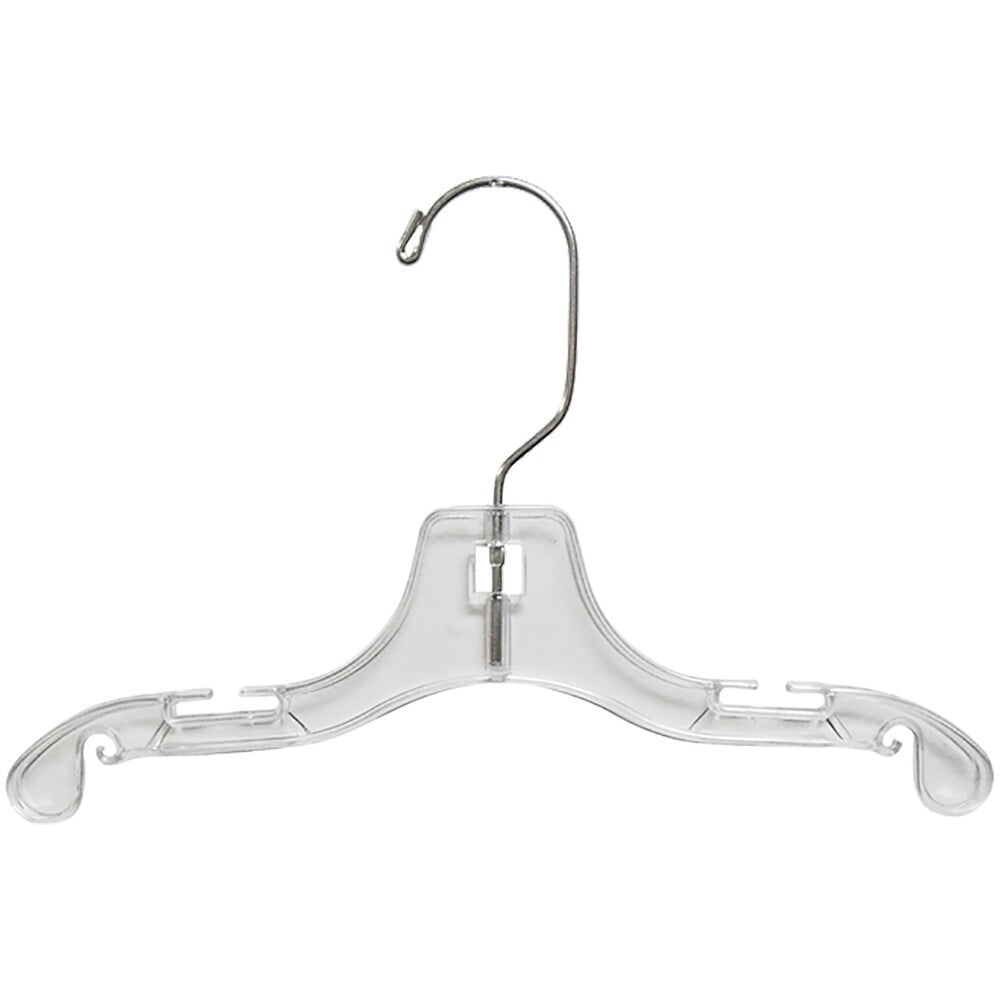 The Great American Hanger Company 10 Inch Clear Plastic Baby Top Hanger with Notches and Swivel Hook, box of 100