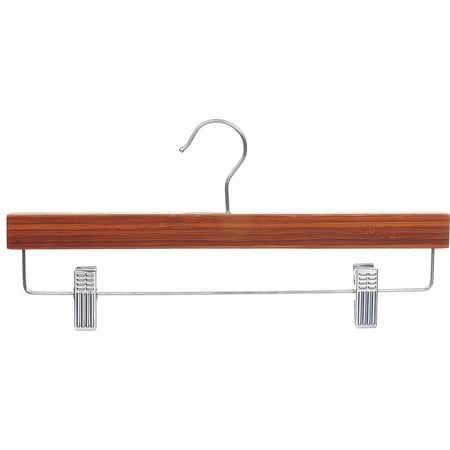 The Great American Hanger Company Bamboo Bottoms Hanger with Adjustable Cushion Clips, Eco-Friendly 14 Inch Flat Wooden Hangers with Chrome Swivel