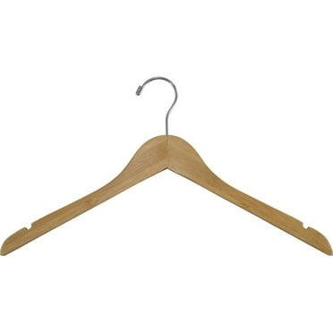 The Great American Hanger Company Bamboo Top Hanger, Eco-Friendly 17 Inch Flat Wooden Hangers with Lacquer Finish & Chrome Swivel Hook box of 24