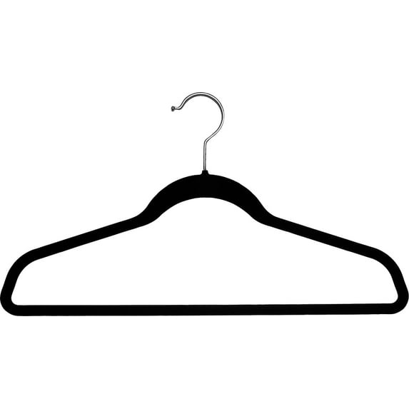 The Great American Hanger Company Black Velvet Flocked Slimline Suit Hanger w/Fixed Pant Bar box of 25