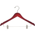 thumbnail image 1 of The Great American Hanger Company Cherry Finish Wooden Combo Hanger with Brushed Chrome Clips (Pack of 25), 1 of 4