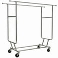 thumbnail image 1 of The Great American Hanger Company Collapsible Double Bar Chrome Garment Rack, Commerical Grade Rolling Garment Rack with Adjustable Height & Length,, 1 of 2