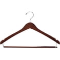 thumbnail image 1 of The Great American Hanger Company Curved Wooden Suit Hanger with Walnut Finish & Locking Pant Bar, 1/2 Inch Thick Hangers with Polished Chrome Swivel, 1 of 4