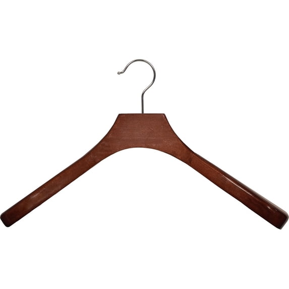 The Great American Hanger Company Deluxe Wooden Coat Hanger with Walnut Finish and Chrome Swivel Hook, Large Contoured Jacket Hanger with 2 Inch Wide