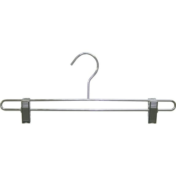 The Great American Hanger Company Polished Chrome Metal Bottoms Hanger with Adjustable Anti-Stain Cushion Clips (Box of 50)
