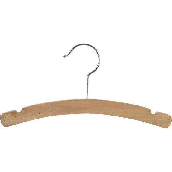 The Great American Hanger Company Rounded Wooden Kids Hanger with Natural Finish, 12 Inch Wood Top Hangers with Chrome Swivel Hook for Childrens