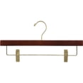 thumbnail image 1 of The Great American Hanger Company Wooden Pant Hanger with Walnut Finish and Adjustable Cushion Clips, Flat Wood Bottom Hangers with Brass Swivel Hook, 1 of 4