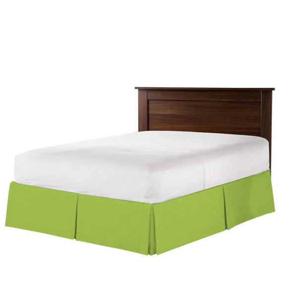 The Great American Store 1800 Series 100% Cotton Pleated Bed Skirt -15" Drop Length Dust Ruffle Twin (Solid, Sage)