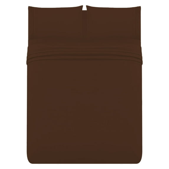 The Great American Store 1800 Series - 4 PC Brushed Microfiber Waterbed Sheet Set - 15" Deep Pocket Attached (Solid, Chocolate , Super Single )