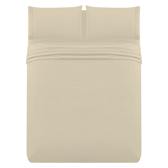 The Great American Store 1800 Series - 4 PC Brushed Microfiber Waterbed Sheet Set - 15" Deep Pocket Attached (Solid, Ivory , Queen )
