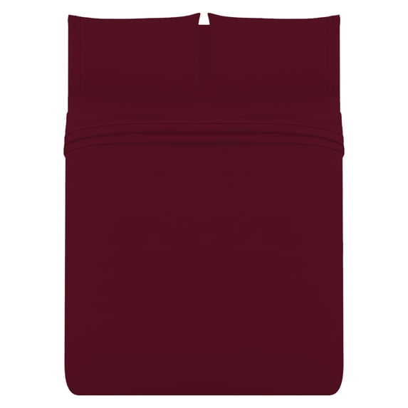 The Great American Store 1800 Series - 4 PC Brushed Microfiber Waterbed Sheet Set - 15" Deep Pocket Unattached (Solid, Burgundy , King/Cal King )