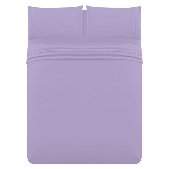 The Great American Store 1800 Series - 4 PC Brushed Microfiber Waterbed Sheet Set - 15" Deep Pocket Unattached (Solid, Lavender , Queen )