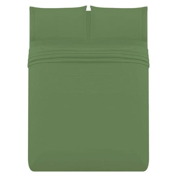 The Great American Store 1800 Series - 4 PC Brushed Microfiber Waterbed Sheet Set - 15" Deep Pocket Unattached (Solid, Sage , Queen )