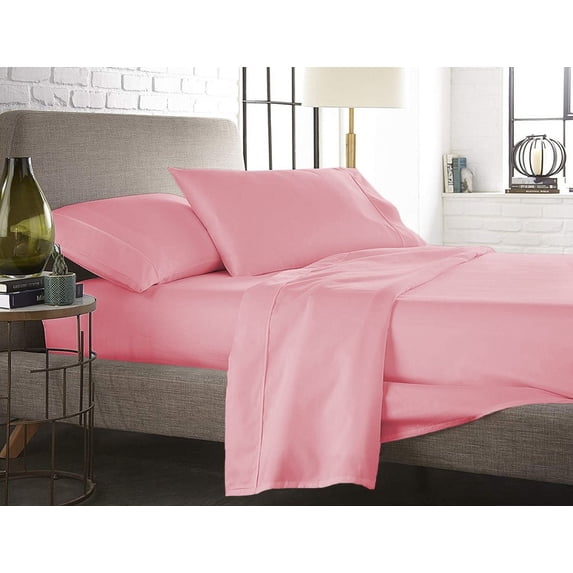 The Great American Store- 1800 Series Brushed Microfiber Attached Waterbed Sheet Set WITH POLE INSERT 22 Inch Deep Pocket Queen Size - Wrinkle, Fade & Stain Resistant, Solid Pink