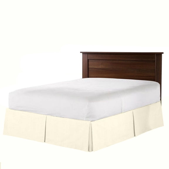 The Great American Store 1800 Series Double Brushed Microfiber Pleated Bed Skirt - 21" Drop Length Dust Ruffle Queen (Solid, Ivory)