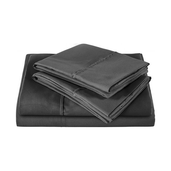 The Great American Store 1800 Series Double Brushed Microfiber Sheet Set - Full (Solid, Black)
