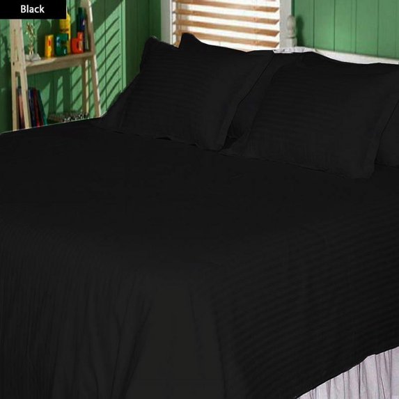 The Great American Store 1800 Series Microfiber 3 Piece Duvet Cover Set Stripe (King/Cal King, Black) - Wrinkle, Fade, Stain Resistant & Hypoallergenic