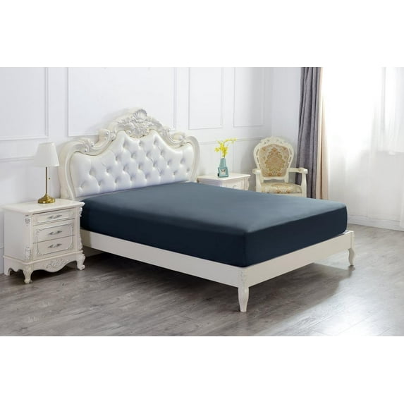 The Great American Store 1PC Solid Fitted Sheet - 1800 Series Brushed Microfiber 10 Inch Deep Pocket - Wrinkle, Fade, Stain Resistant - Hypoallergenic - Expanded Queen Size Solid Grey