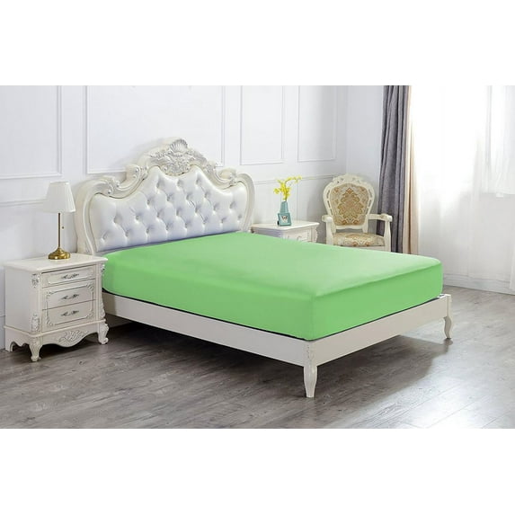 The Great American Store 1PC Solid Fitted Sheet - 1800 Series Brushed Microfiber 22 Inch Deep Deep Pocket - Wrinkle, Fade, Stain Resistant - Hypoallergenic - Short Queen Size Solid Sage