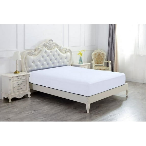 The Great American Store 1PC Solid Fitted Sheet - 1800 Series Brushed Microfiber 24 Inch Deep Deep Pocket - Wrinkle, Fade, Stain Resistant - Hypoallergenic - Short Queen Size Solid White