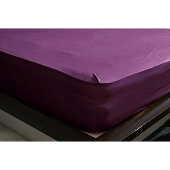 The Great American Store 1PC Solid Fitted Sheet - 1800 Series Brushed Microfiber 29 inch Deep Deep Pocket - Wrinkle, Fade, Stain Resistant - Hypoallergenic - Short Queen Size Solid Purple