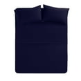 thumbnail image 1 of The Great American Store- 26 Inch Deep Pocket RV Camper Sheet Set 60 X 75 Stripe Navy Blue - 1800 Series Brushed Microfiber - For RV- Trucks, Campers, Airstream, Bus, Boat and Motorhomes, 1 of 5