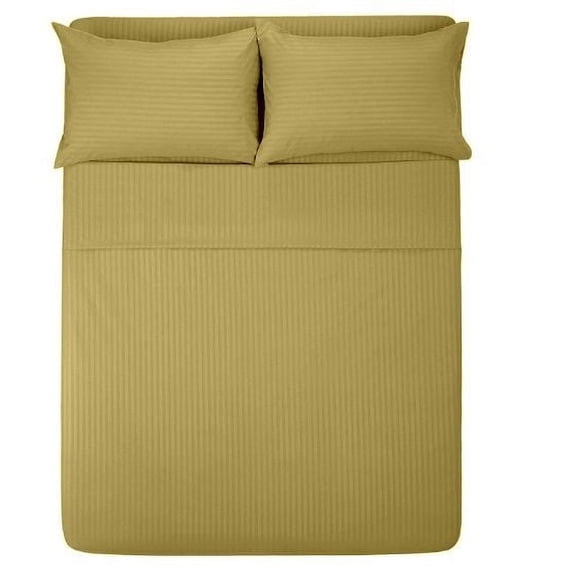 The Great American Store- 4PC (Full XL, Stripe Taupe) 10 Inch Deep Sheet Set, 600 TC Luxurious Cotton - Easy Care, Fade, Shrink and Wrinkle Resistant Bedding Sheet Set