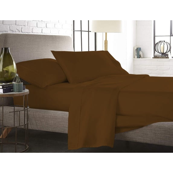 The Great American Store- 4PC (King, Solid Chocolate) 22 Inch Deep Sheet Set, 600 TC Luxurious Cotton - Easy Care, Fade, Shrink and Wrinkle Resistant Bedding Sheet Set