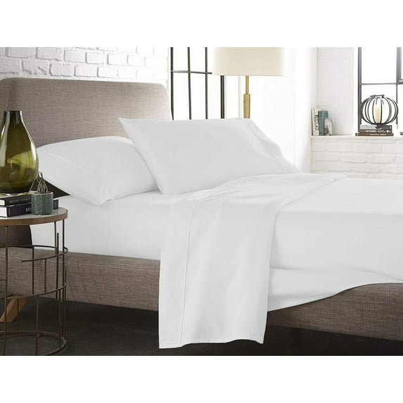 The Great American Store- 4PC (Olympic Queen, Solid White) 18 Inch Deep Sheet Set, 1800 Series Double Brushed Microfiber - Easy Care, Fade, Shrink and Wrinkle Resistant Bedding Sheet Set