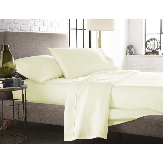 The Great American Store- 4PC (Queen, Solid Ivory) 11 Inch Deep Sheet Set, 1800 Series Double Brushed Microfiber - Easy Care, Fade, Shrink and Wrinkle Resistant Bedding Sheet Set