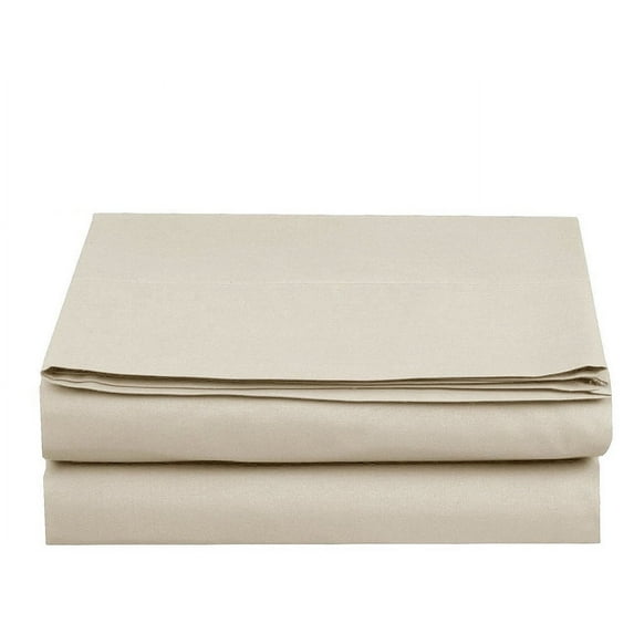 The Great American Store 600 Thread Count 100% Cotton Solid 1PC Flat Sheet (Cal King, Ivory)- Top Sheets - Best Natural Cotton Super finish Linen