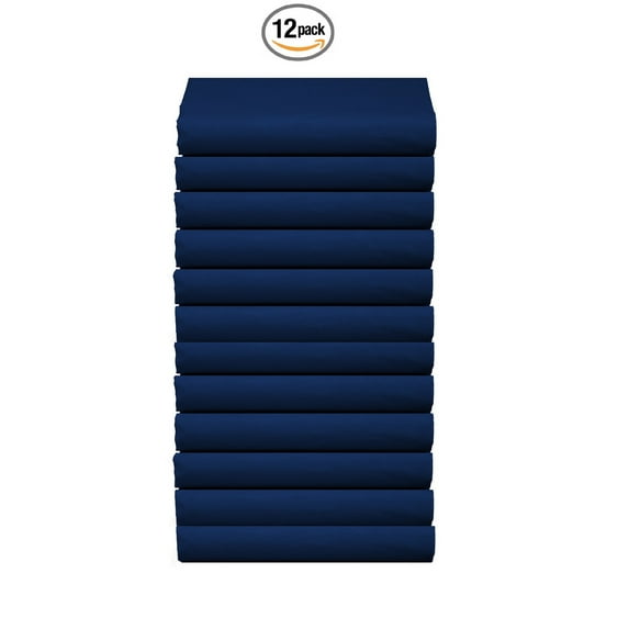 The Great American Store 600 Thread Count 100% Cotton Solid Flat Sheet (Pack of 12, Full, Navy Blue)- Top Sheets - Durable Quality - Luxury Bedding