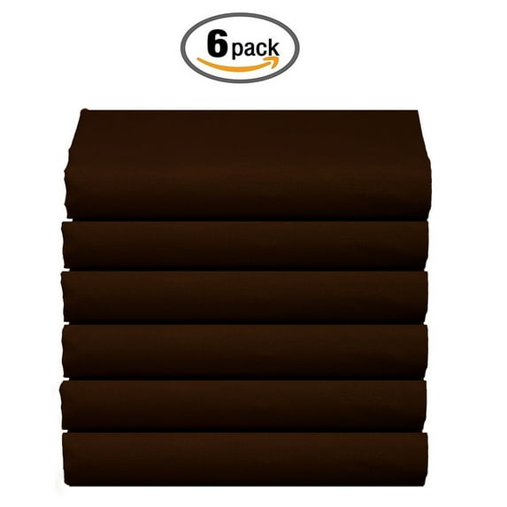 The Great American Store 600 Thread Count 100% Cotton Solid Flat Sheet (Pack of 6, Full, Chocolate)- Top Sheets - Durable Quality - Luxury Bedding