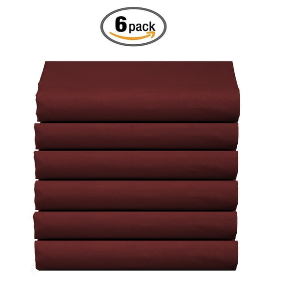 The Great American Store 600 Thread Count 100% Cotton Solid Flat Sheet (Pack of 6, King, Burgundy)- Top Sheets - Durable Quality - Luxury Bedding