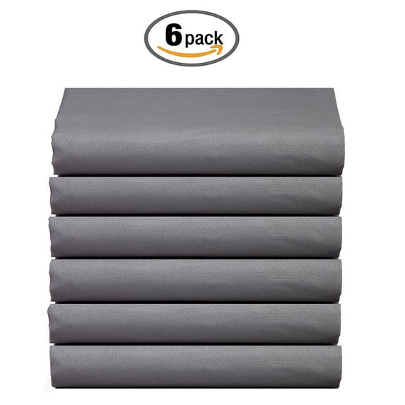 The Great American Store 600 Thread Count 100% Cotton Solid Flat Sheet (Pack of 6, King, Grey)- Top Sheets - Durable Quality - Luxury Bedding