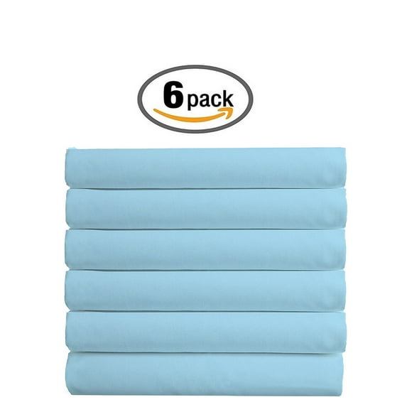 The Great American Store 600 Thread Count 100% Cotton Solid Flat Sheet (Pack of 6, Twin, Blue)- Top Sheets - Durable Quality - Luxury Bedding