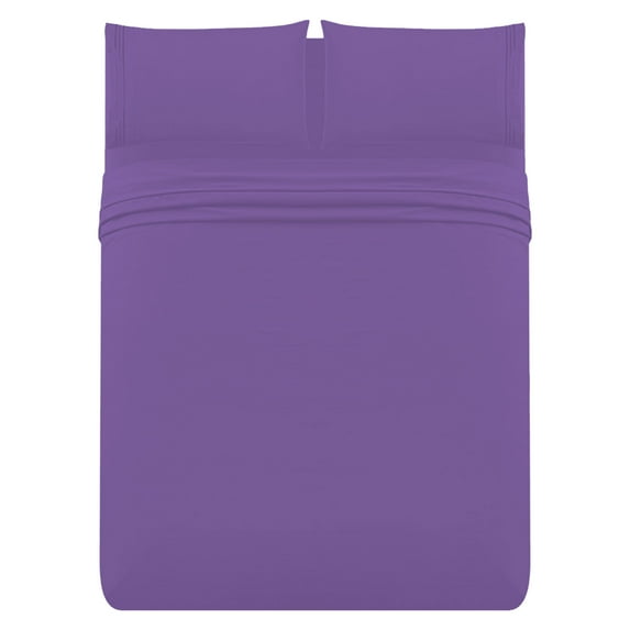 The Great American Store 600 Thread Count-100% Cotton Waterbed Sheet Set 4PC - 21" Deep Pocket Attached (Solid, Purple , Super Single)