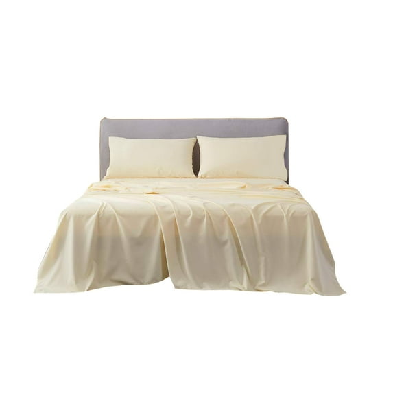 The Great American Store Bed Sheet Set - 4 Piece Full XL Solid Ivory Sheets - Super Soft Microfiber 1800 Bedding - Fits Mattress up to 15 Inches - Easy Fit and Wrinkle, Fade, Stain Resistant