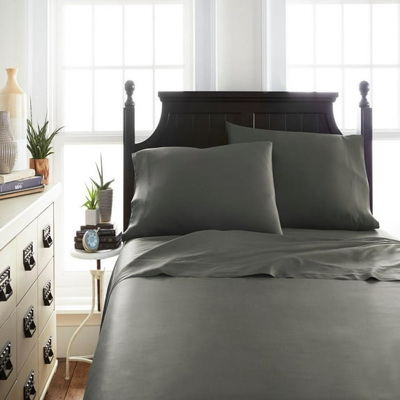 The Great American Store Full Size Bed Sheet Set - Solid Grey Hotel Luxury Bed Sheets - Extra Soft - Deep Pockets - Easy Fit - Breathable & Cooling Sheets